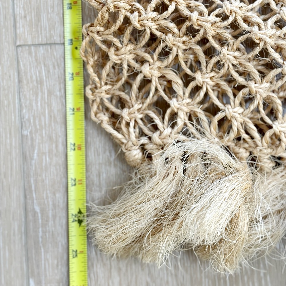 Handmade Hollow Out Macramé Beach Jute Woven Tote Bag Farmers Market Bag - Picture 7 of 10